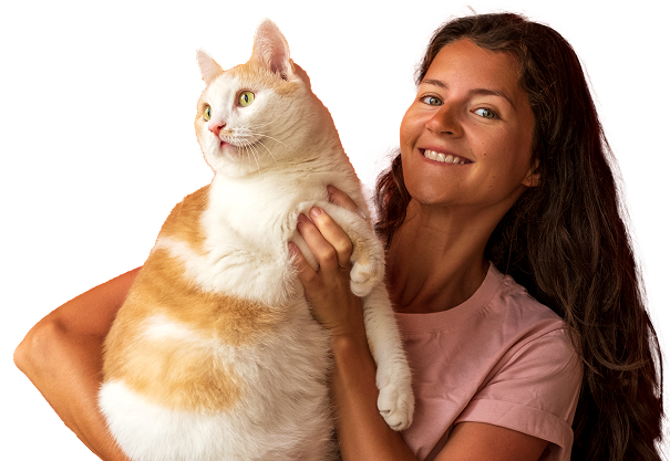 De trotse eigenaar van een flinke poes